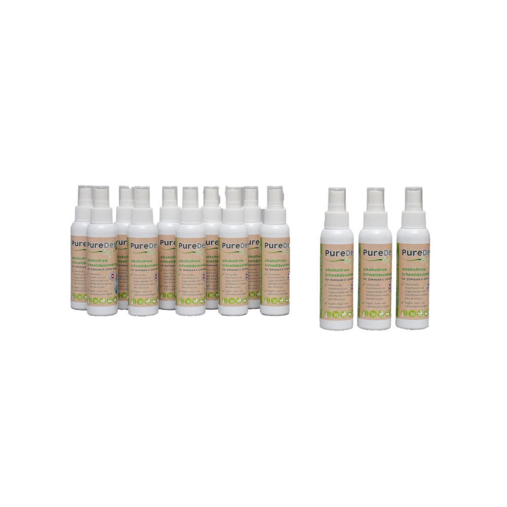PureDes to-go 100 ml – 10+3 Aktion | Alkoholfreies Desinfektionsmittel