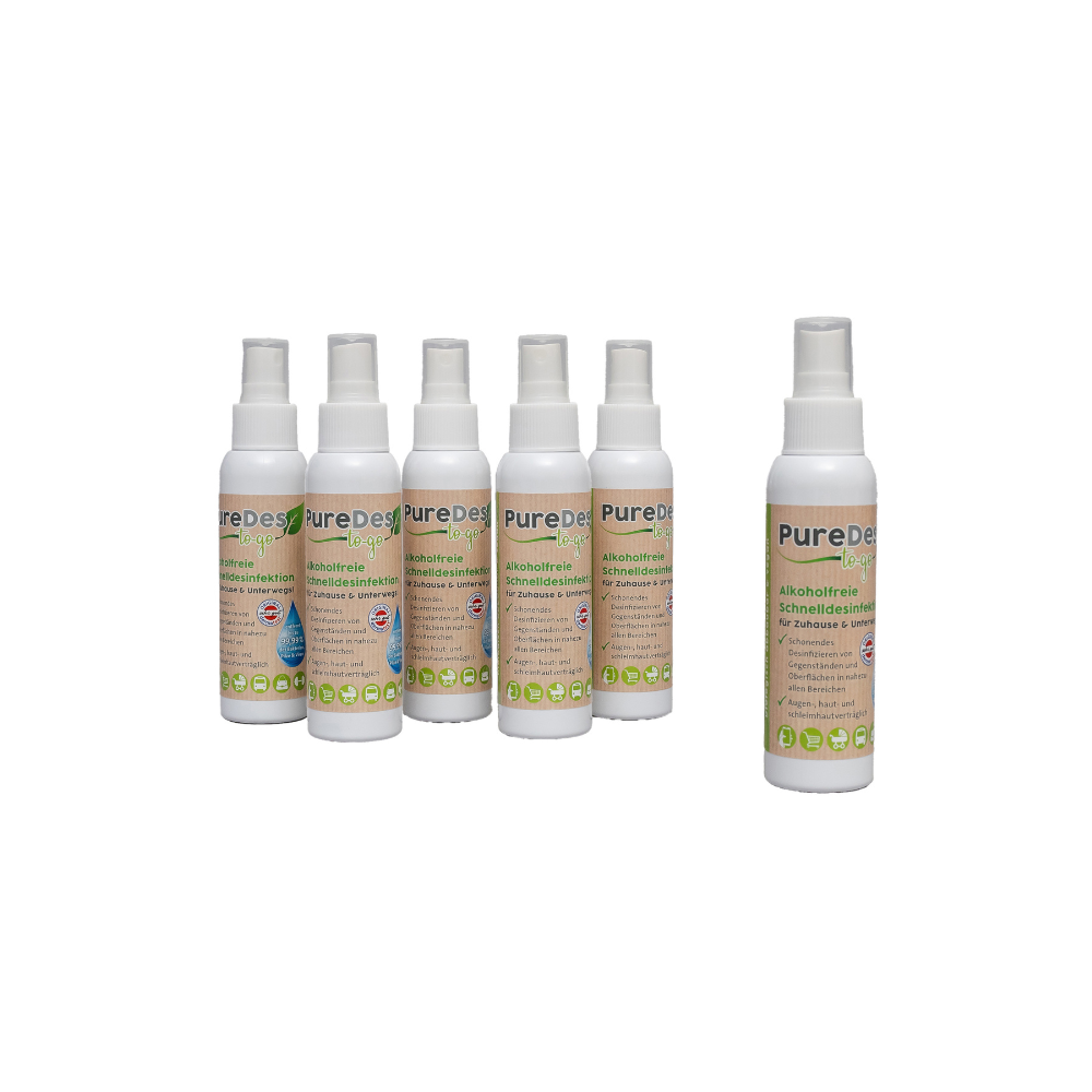 PureDes to-go 100 ml – 5+1 Aktion | Alkoholfreies Desinfektionsmittel