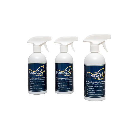 PureDes Desinfektionsmittel Horse 3x500ml Vorteilspack ADMR-konform – 2+1 Stallhygiene
