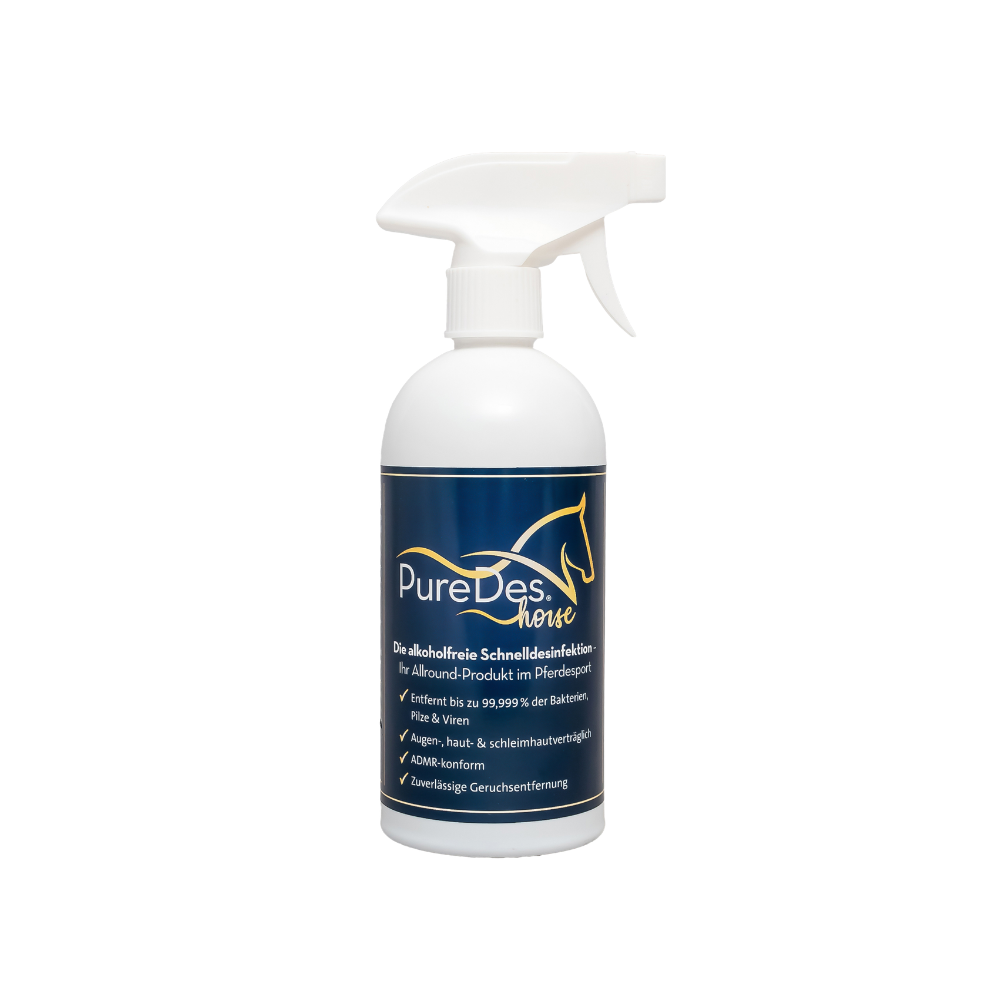 PureDes Horse Desinfektionsmittel Pferdestall 500ml ADMR-konform – viruzid bakterizid Stall Reitausrüstung
